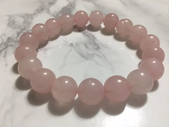 Pink Quartz Real Natural Gemstone Bracelet  7.5” In Box Perfect Gift!