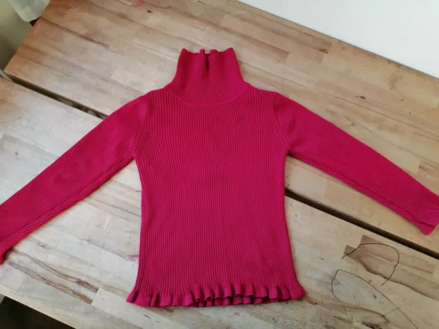 Matalan Girls Red Ribbed Roll Neck Polo Neck Jumper 5-6 years 100% Cotton VGC