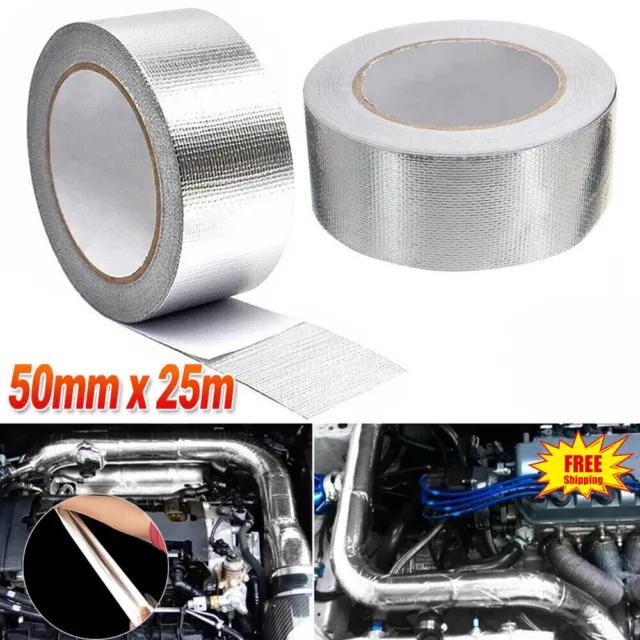 Heat Shield/Wrap Tape Auto Exhaust Pipe Adhesive Reflective Aluminum 25M x 50MM