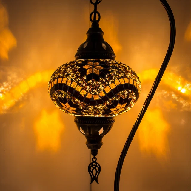 Lampada Turca da Tavolo Mosaico di Vetro per Comodino Vintage da Decorare