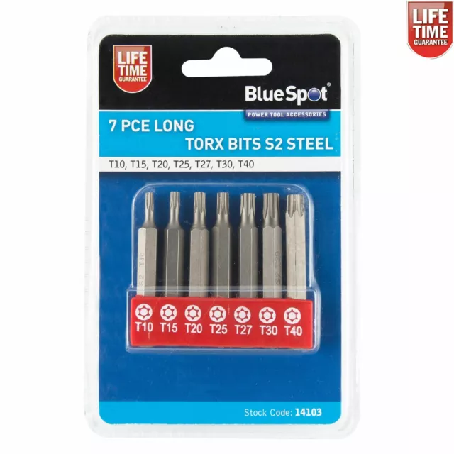 7pc Torx Star Drill Bit Set 50mm T10, T15, T20, T25, T27, T30 & T40 14103