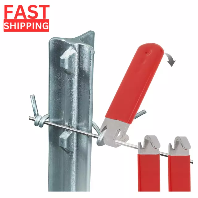 T-Post Clip Tool: Fence Wire Twisting and Fencing Tool with Red Rubber 2 red USA