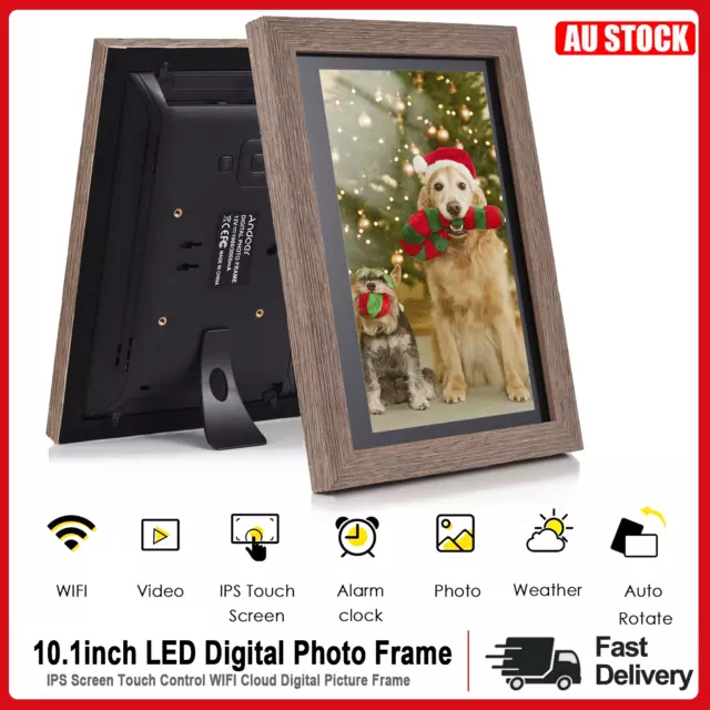 10.1 in WiFi Digital Photo Frame Cloud Digital Picture HD IPS Touch Control 16GB