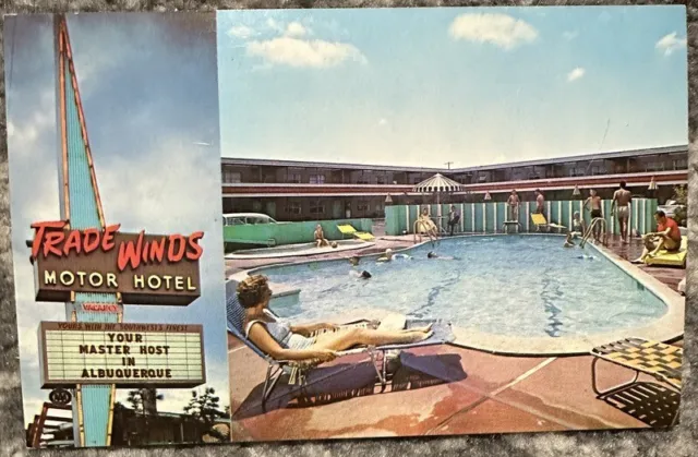 Vintage Route 66 Postcard / Trade Wings Motor Hotel / Albuquerque New Mexico