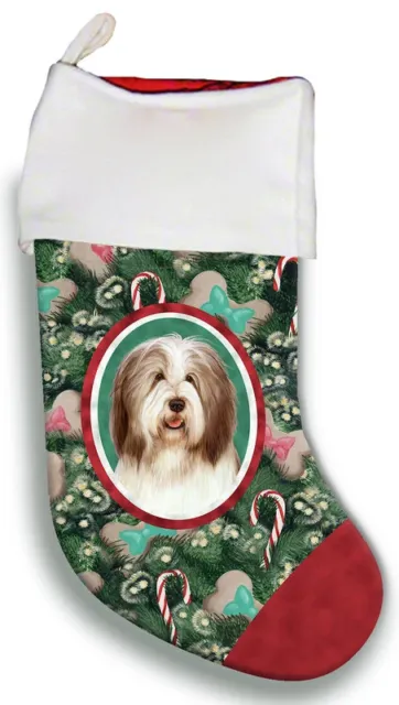 Christmas Stocking - Brown and White Bearded Collie 11482