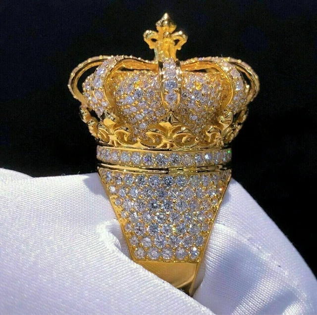 Nouvelle bague pour homme en argent plaqué or jaune 14 carats 3 carats...