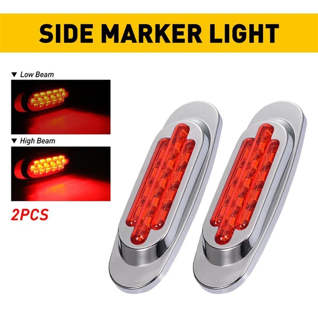 2x Red 16-LED Side Marker Lights RV Truck Trailer Clearance Light Waterproof CUS