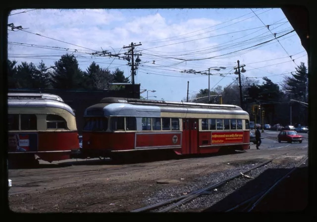 Trolley Slide - MBTA #3239 PCC Streetcar 1979 Boston College Yard Odd Paint Job
