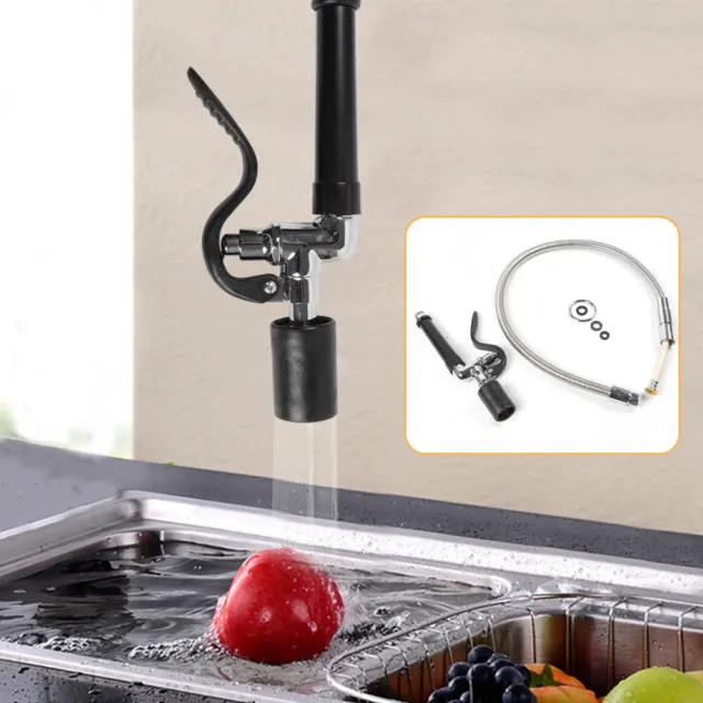 Commercial Pre-Rinse Kitchen Faucet Restaurant Tap Pull Down Sprayer W/ Hose