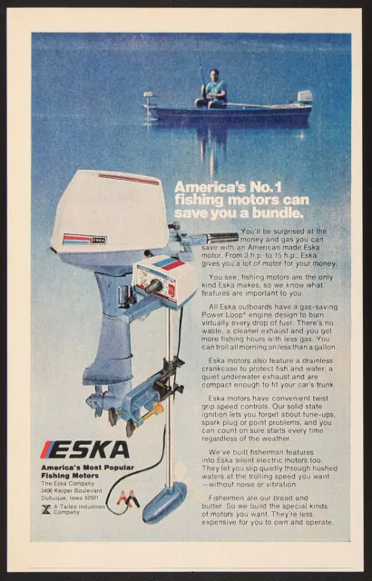 Eska Fishing Trolling Outboard Boat Motors Vintage Print Ad 1976