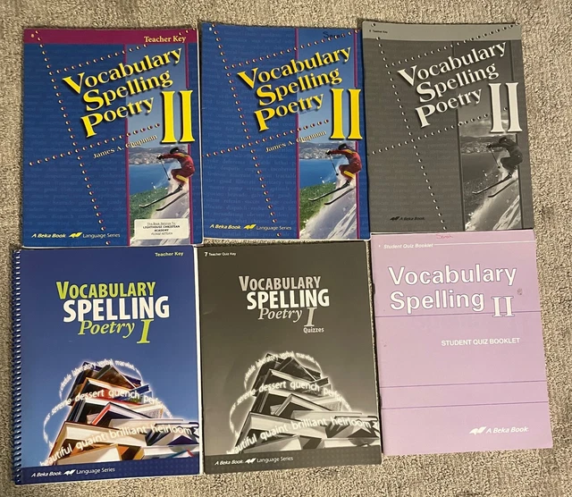 ABEKA VOCABULARY SPELLING Poetry I & II Teacher Keys Books Homeschool