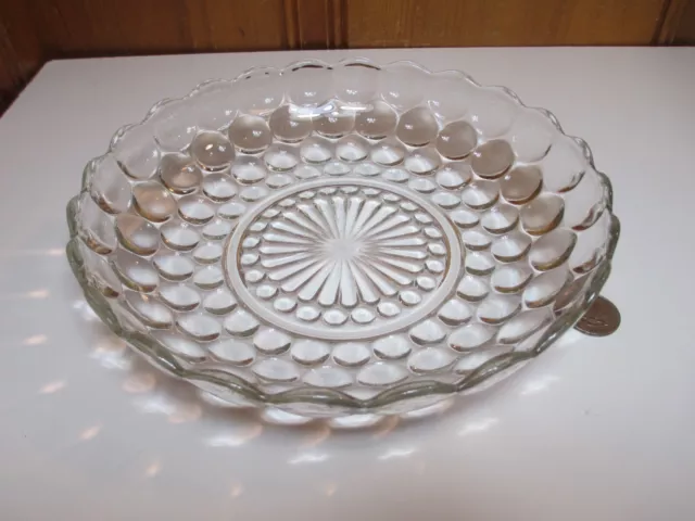 Anchor Hocking 1960's Clear Bubble Glass 8 3/8"W x 1 7/8"H Shallow Serving Bowl