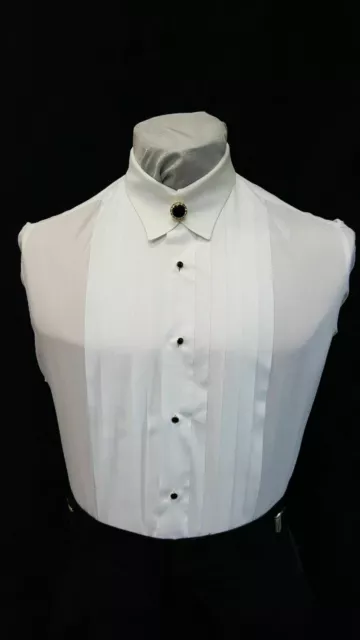 White Pleated Tuxedo Shirt Crosswick Button Collar front Tux Nice TUXXMAN Rare