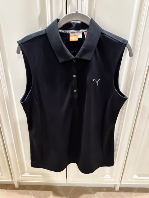 Womens Puma Sleeveless Polo Shirt with Logo Golf - Black - size XL - Very Nice!