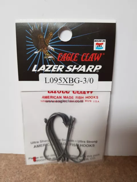 EAGLE CLAW LAZER Sharp Barbed Fish Hooks - L095XBG-3/0 - 7 Hook Per Package  $5.99 - PicClick