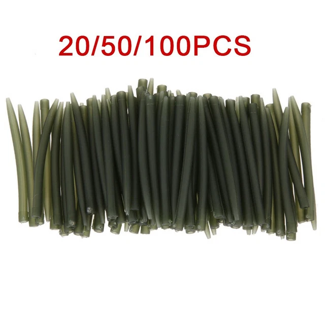50 Manicotti Antigroviglio In Gomma Per Pesca Alla Carpa, Tubetti Anti-Tangle Per Terminali, Aiuti Per Evitare Grovigli Del Mormyshka, Colori Mimetici E Verdi, 5.4cm