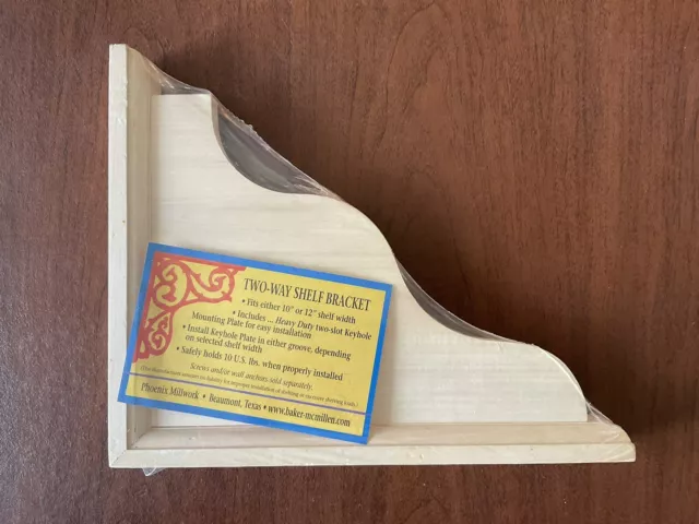 Vintage Phoenix Millwork Wood Two-Way Wood Shelf Bracket 10”—12” Shelf Width