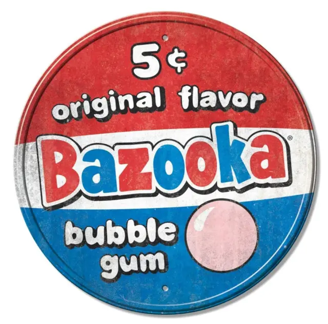 Bazooka Bubble Gum 5 Cents Retro Round 11.75" Metal Sign Made In The USA