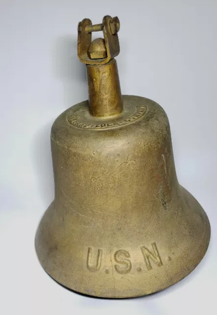 USN United States Navy Brass Nickel Plated Nautical Naval Ship Bell U.S.N.  Boat