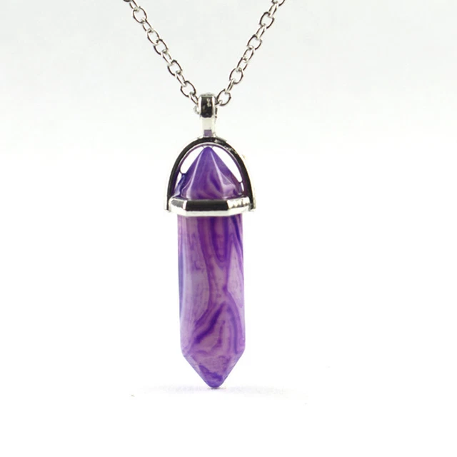 Natural Gemstone Necklace Chakra Stone Pendant Energy Healing Crystal with Chain