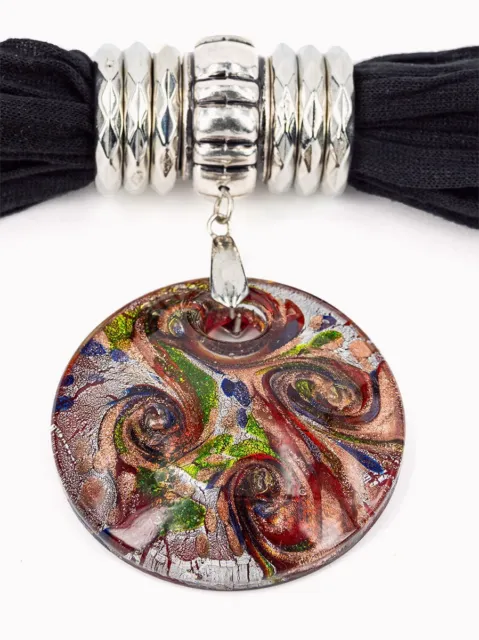 Circular Glass Foil Scarf Pendant with 6 Rings - 9cms - AU Seller
