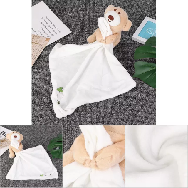 Safety Towel Cartoon Doll Soothing Towels Baby Bear Comforting Toys(White)
