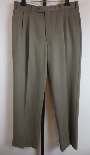 Brooks Brothers Trouser Dress Pants Mens Size 36R Pleated Front 100% Wool Brown