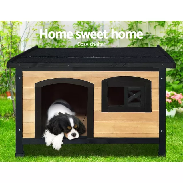 i.Pet Dog Kennel Large Wooden Outdoor Indoor House Pet Puppy Cabin Crate Kennels 3