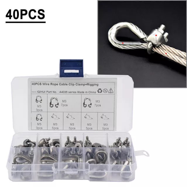 40 PCS M3 Wire Rope Fixed Clamps with Triangular Ring Mounting Accessories