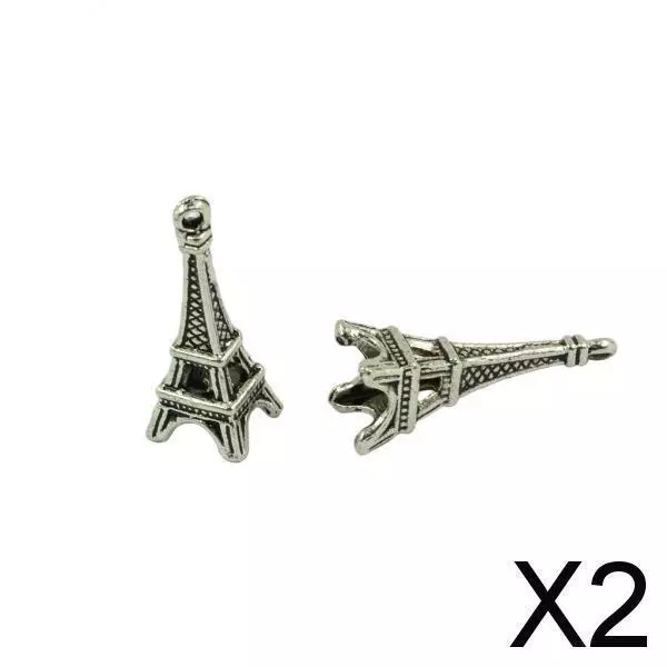 2X 30 Stück Tibetisches Silber 3D Eiffelturm Baumeln Charms Schmuck DIY Makings