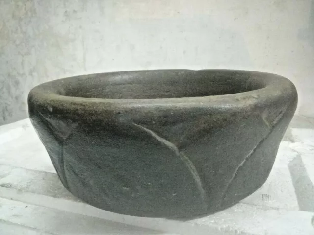 Old Original Hand Carved Stone Bowl From  India Rich Patina Collectable