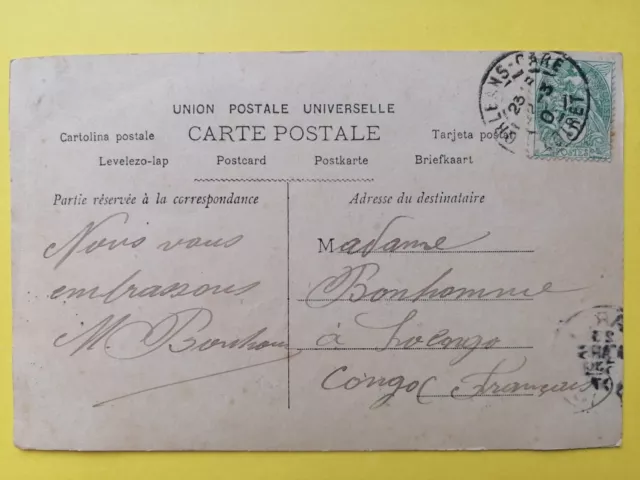 CPA 1900 FANTAISIE ILLUSTRATION POISSONS d'AVRIL à Mme BONHOMME de SOLONGO Congo 2