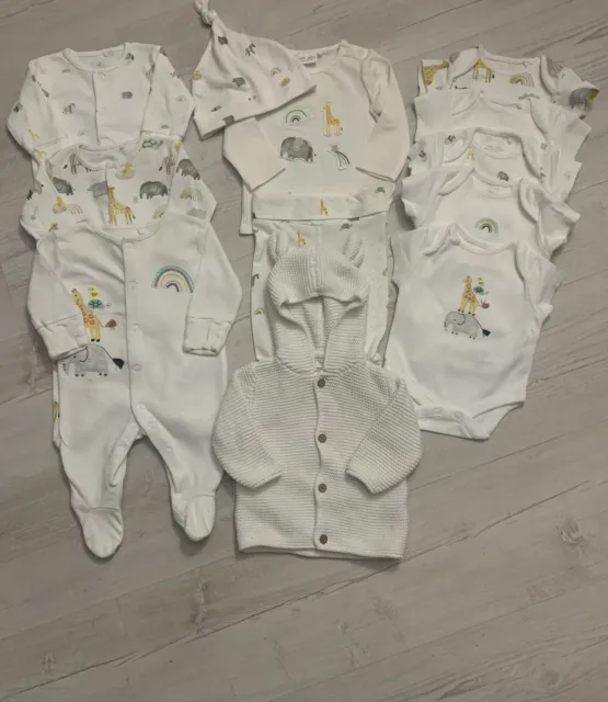 unisex baby clothes bundle 0-3 months Girl boy next sleepsuit Babygrow Safari