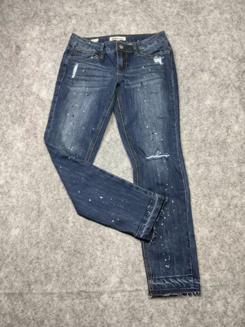 Dollhouse Jeans Womens 5 Low Rise Cropped Skinny Distressed Raw Hem 30 x 26.5