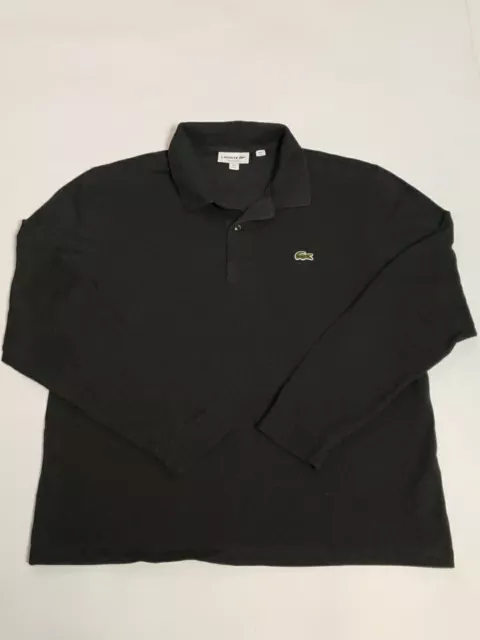 Lacoste Shirt Mens XL FR 6 Black  Polo Long Sleeve Classic Fit Casual