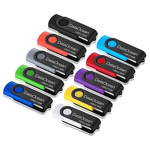 DataOcean Lot de 10 Clé USB 16 Go USB 2.0 Flash Drive Stockage Rotation Disqu...