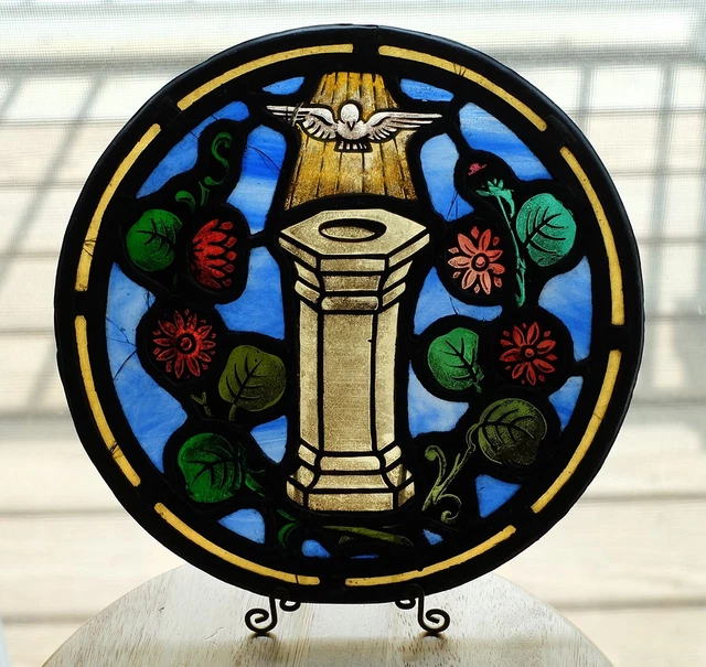 Antique 1930s Leaded Glass / Stained Glass Window Sample H.J. Smith Philadelphia 2