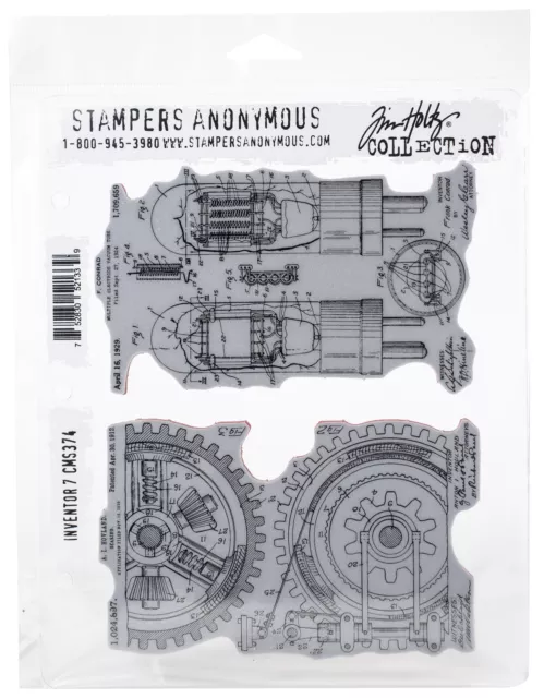 Tim Holtz Cling Stamps 7"X8.5"-Inventor #7 CMS-374