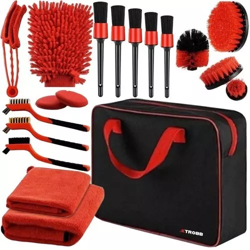 Set Accessori Completo Per Pulizia Auto Moto Multiuso Antigraffio Kit 19 Pezzi