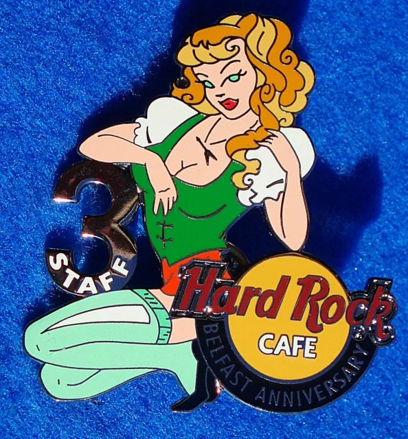 BELFAST STAFF 3RD ANNIVERSARY SEXY BLONDE IRISH GIRL GREEN Hard Rock Cafe PIN LE