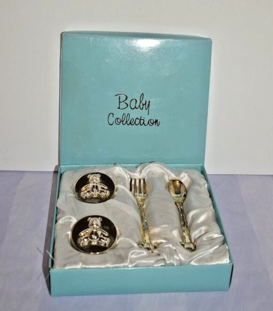 Baby Collection Silver Plated Gift Set First Curl First Tooth Fork and Spoon Set
