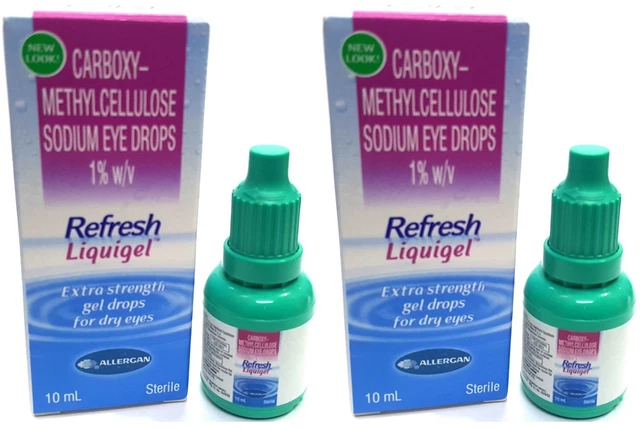 2 X REFRESH Liquigel Lubrifiant Extra Force Gel Gouttes Pour Sec Yeux 10 ML