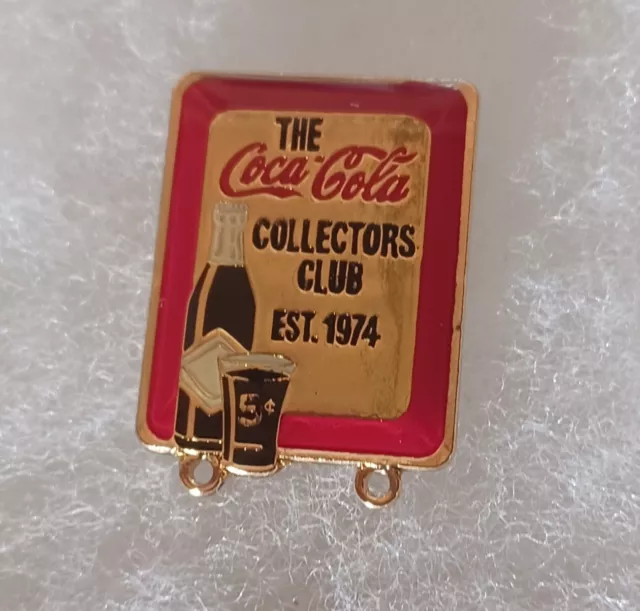 Coca Cola Collectors Club Est 1974 Hat Lapel Pin *Back Clasp Missing*