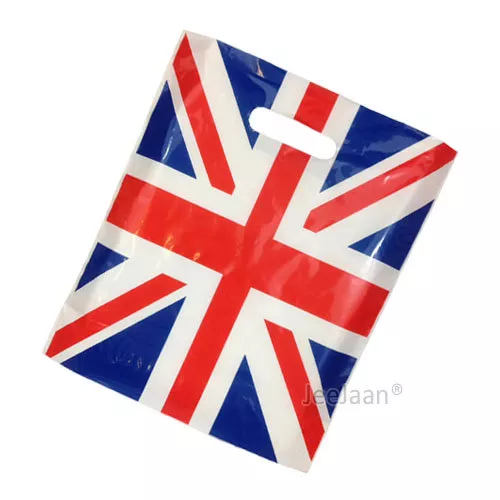 Strong Union Jack Kunststofftragetaschen Patch Griffe Mode Einzelhandel Shop günstig