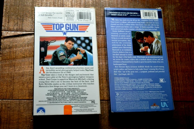 TOP GUN & Rain Man VHS Tapes Vintage Tom Cruise Dustin Hoffman Nicole