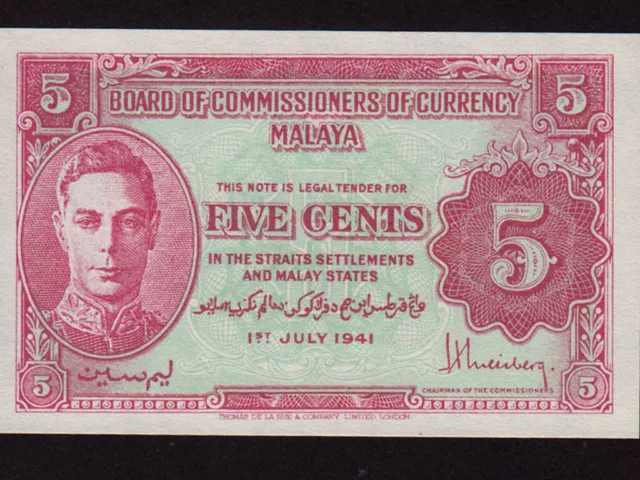 Malaya:P-7,5 Cents,1941 * King George VI * UNC *