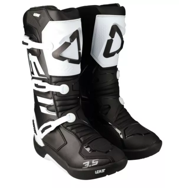 2023 Leatt 3.5 Junior Motocross MX OffRoad Race Boots Black White Youth Kids