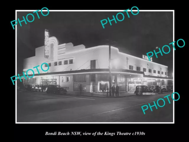 OLD POSTCARD SIZE PHOTO OF THE KINGS THEATRE BONDI BEACH NSW c1930