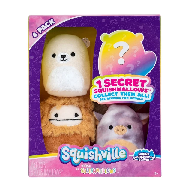 SQUISHVILLE MOUNT SQUISHMORE Squad Toys for Kids, Four 2Inch Plush £