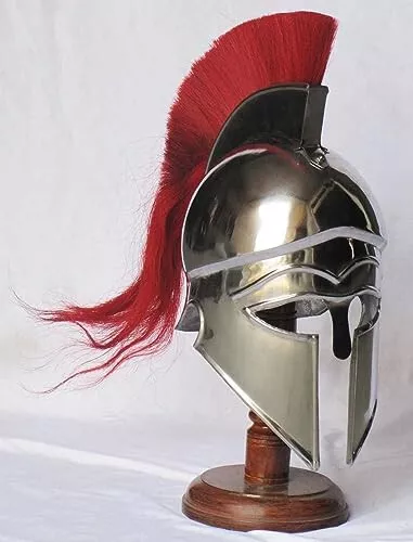 Medieval Greek Corinthian Armor Helmet with Red Plume Knight Spartan Helmet Gift